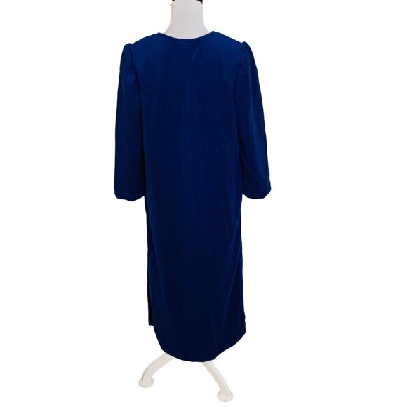 Appel Southwestern Blue Robe Petite Size M Retro Style Embroidered VTG Bathrobe - Picture 13 of 14